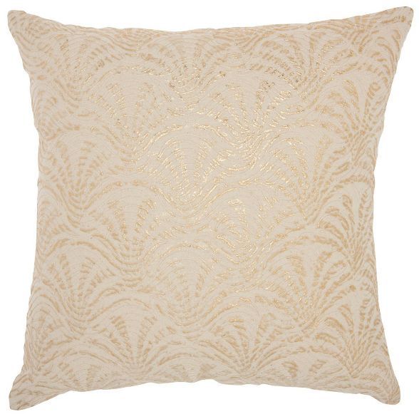Life Styles Metallic Embroidered Swirls Square Throw Pillow Ivory/Gold - Mina Victory | Target