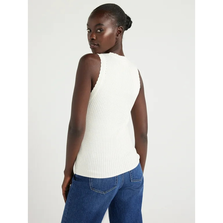 Free Assembly Women’s Scallop Trim Sleeveless Sweater, Lightweight, Sizes XS-XXL | Walmart (US)