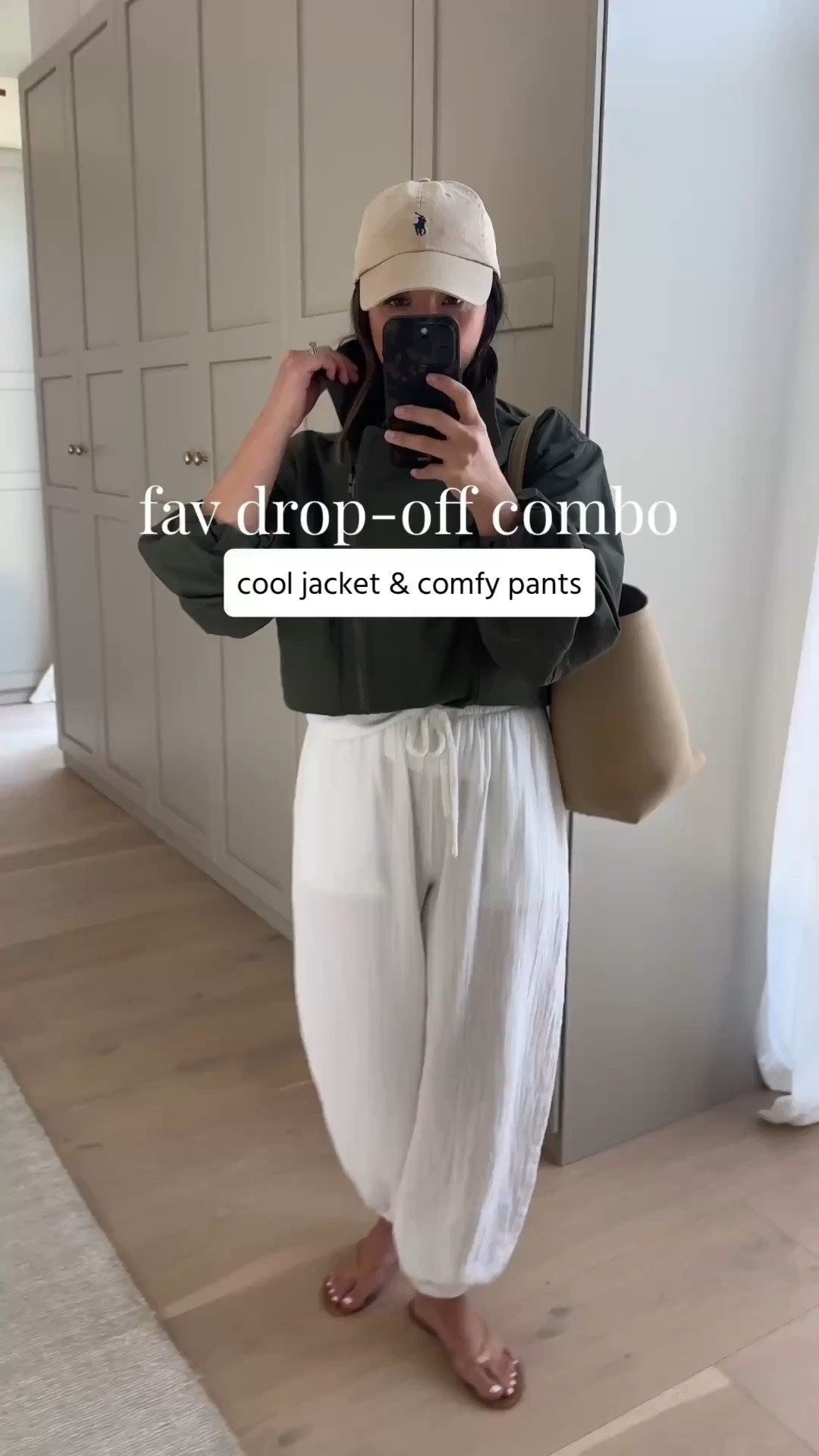 The jacket that will make every drop off outfit look cool. This will transition perfectly into fall. So good!

Vince jacket xs
Aritzia tee medium
Aritzia pants xs
Black Suede Studio sandals 35
The Row Park tote medium
Polo Ralph Lauren hat 
Electric Picks earrings
Dorsey James necklace 15”

petite style, mom outfits, summer outfits, summer style

#LTKmomlife #LTKootd #LTKPetite
