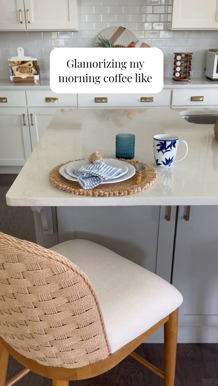 Glamorize your life so even your morning coffee feels special. These new kitchen stools look like they are straight from Serena and Lilly, but you will never guess where I got them from and the price point is incredible. #ltkkitchen counter stool, rattan counter stool, bar stool, pottery barn, Walmart, my Texas house, saylor 

#LTKHome