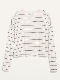 Oversized Luxe Striped Long-Sleeve T-Shirt for Women | Old Navy (US)