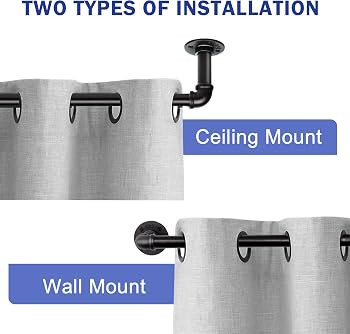 Amazon.com: Zeerobee Curtain Rods for Windows 48 to 84, 1 Inch Industrial Curtain Rod, Wrap Aroun... | Amazon (US)