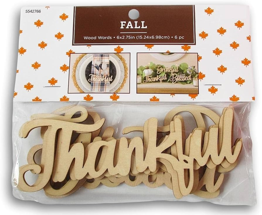 Thankful Grateful Blessed Unpainted Wood Cutout Shapes for Thanksgiving - 6 Pieces - for Craft, D... | Amazon (US)
