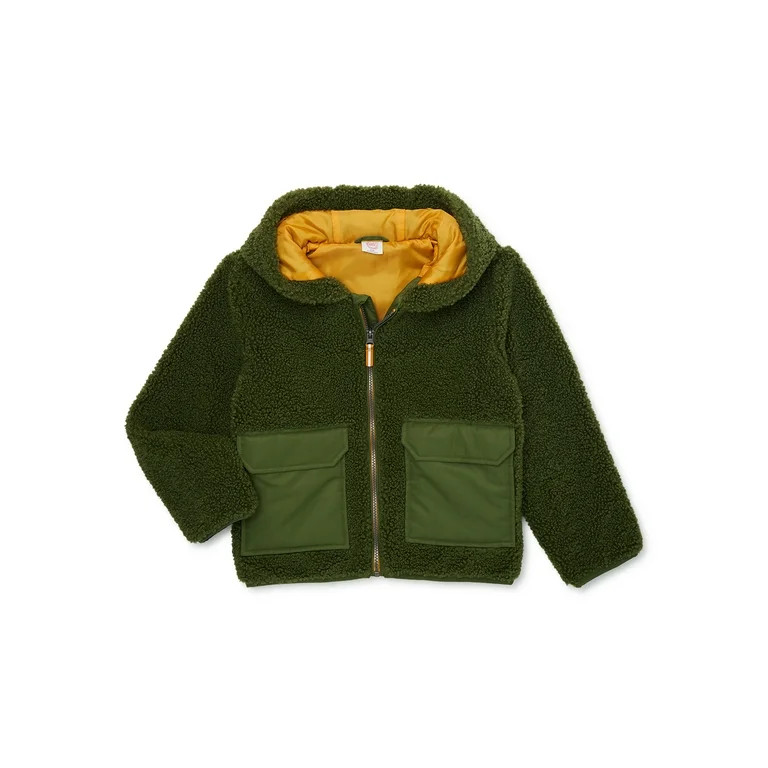 Wonder Nation Boys Sherpa Full Zip Jacket, Sizes 4-18 & Husky - Walmart.com | Walmart (US)
