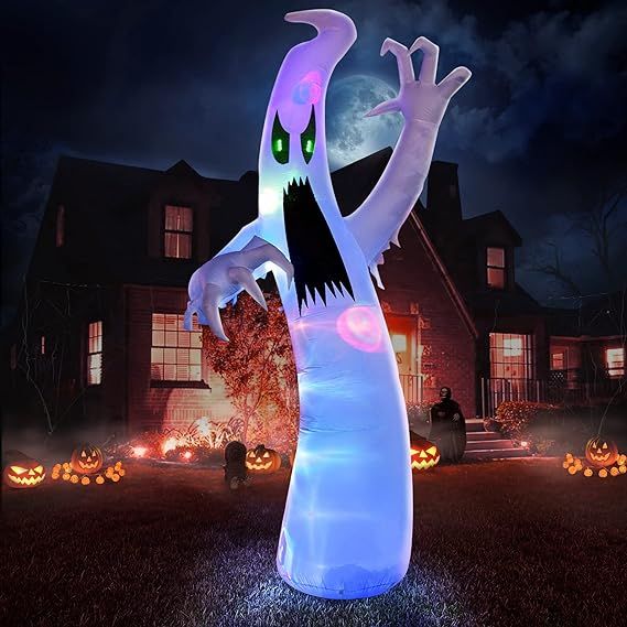 YIHONG 12 Ft Halloween Inflatables Scary Ghost with Color Changing LEDs Decorations, Halloween Bl... | Amazon (US)