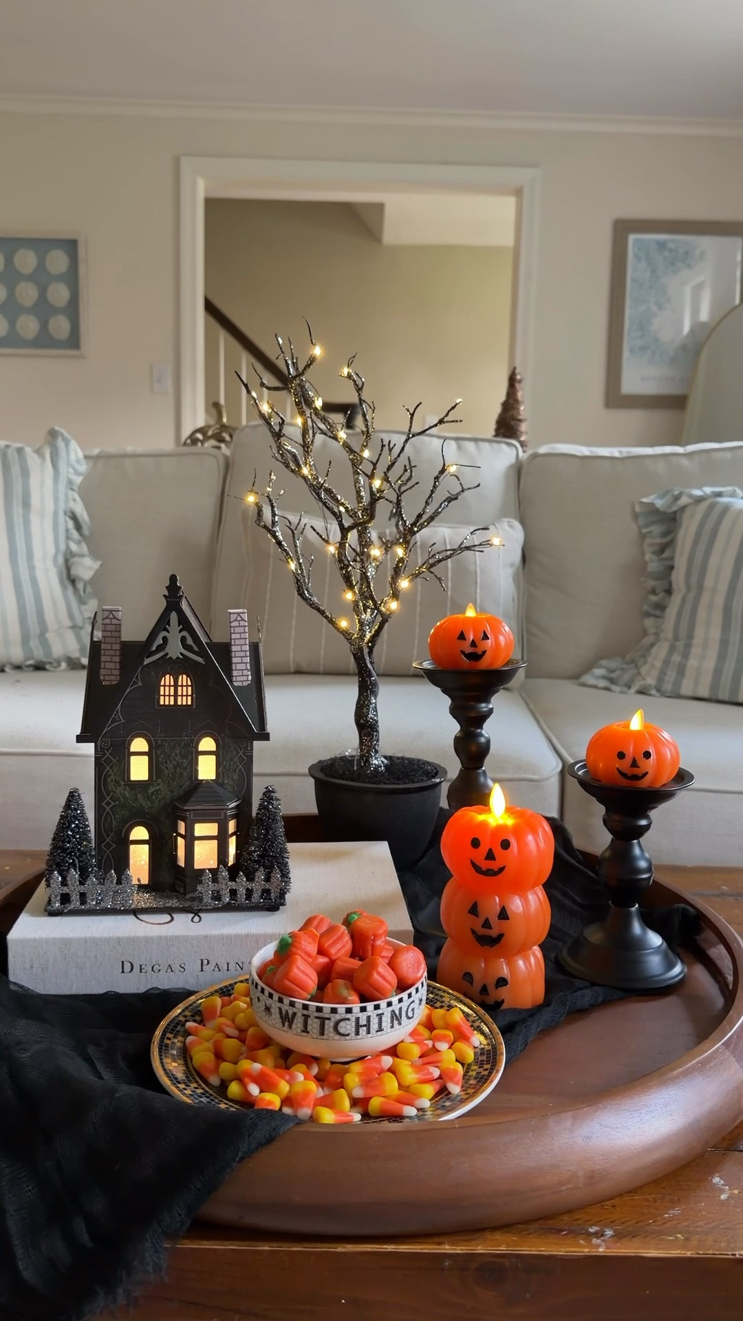Spooky Centerpiece! Featuring my favorite @luminaraworldwide candles, I love these pumpkin tea lights and pumpkin stack! I am a big fan of white twinkle lights for Halloween so this spooky tree was an instant purchase! And my fave light up haunted house is on sale!

#LTKSeasonal #LTKHome
