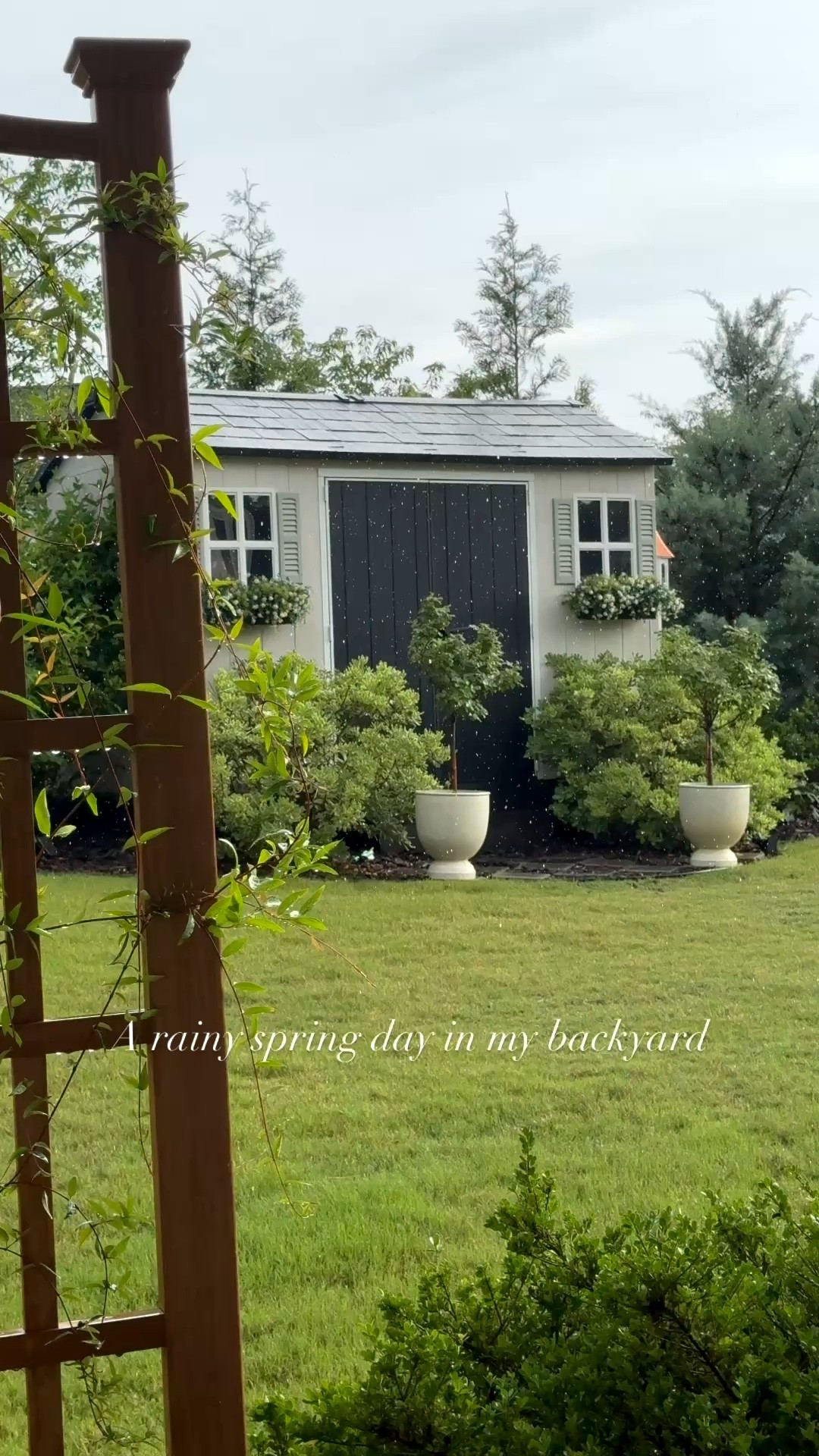 A rainy day in my backyard: outdoor furniture, affordable outdoor, fern hooks, shed, planters

#LTKdayinmylife #LTKHome