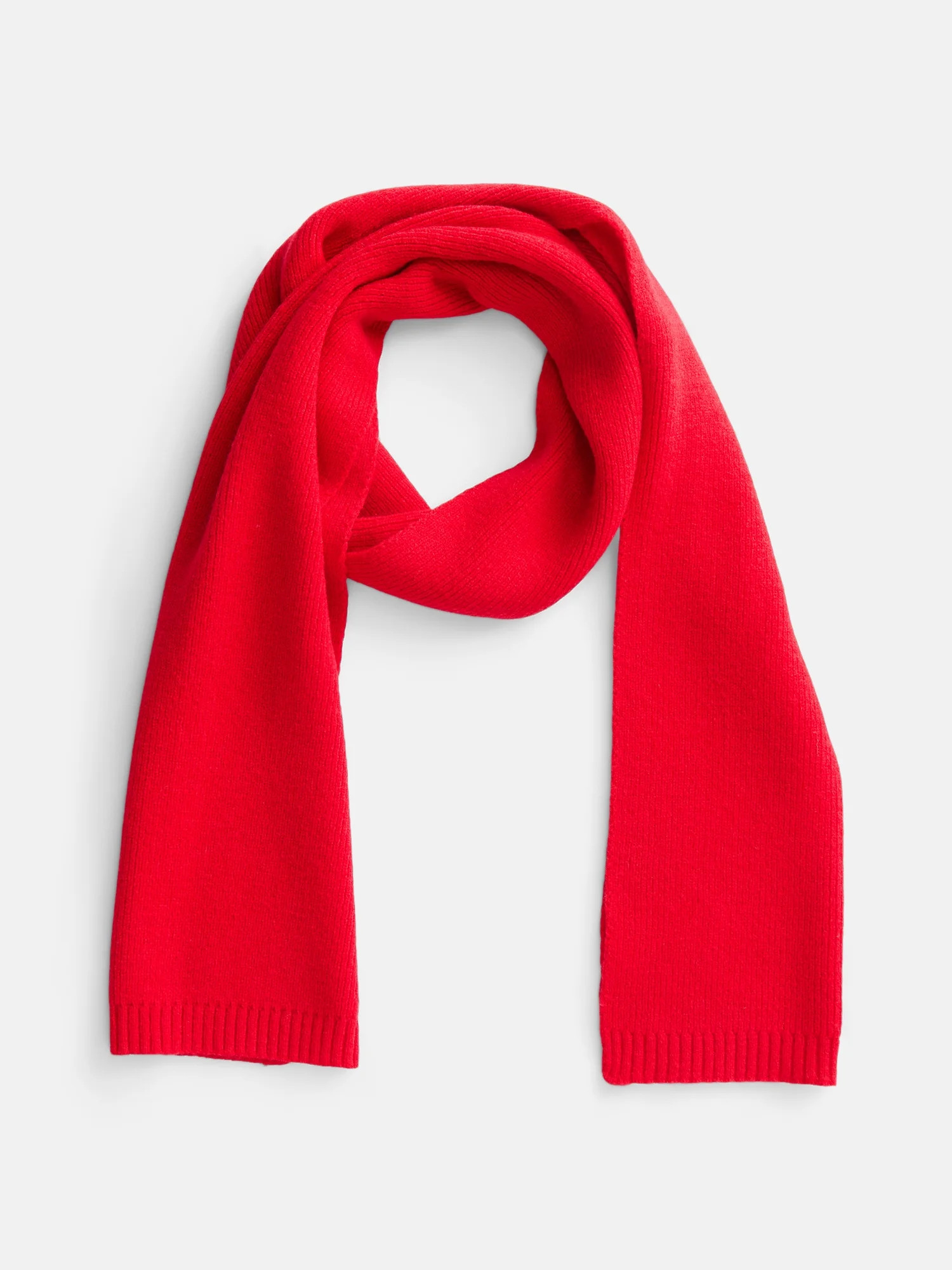Scenario Women's Knit Oblong Scarf with Ribbed Trim, Brilliant Red | Walmart (US)
