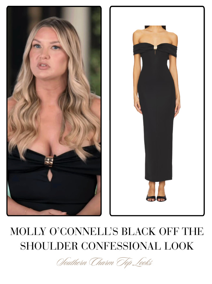 Molly O'Connell's Black Off The Shoulder Confessional Look 

 