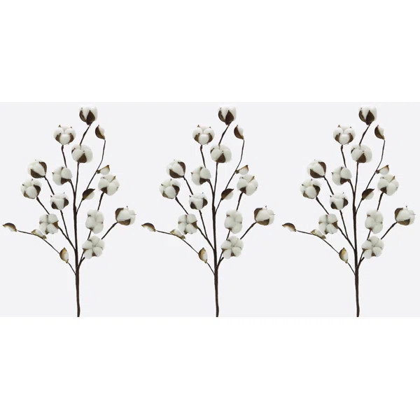 Faux Cotton Stems (Set of 3) | Wayfair North America