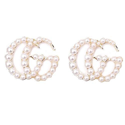 Luxury Letter G Pearl Initial Stud Earrings Drop Statement Earrings for Women Girls | Amazon (US)