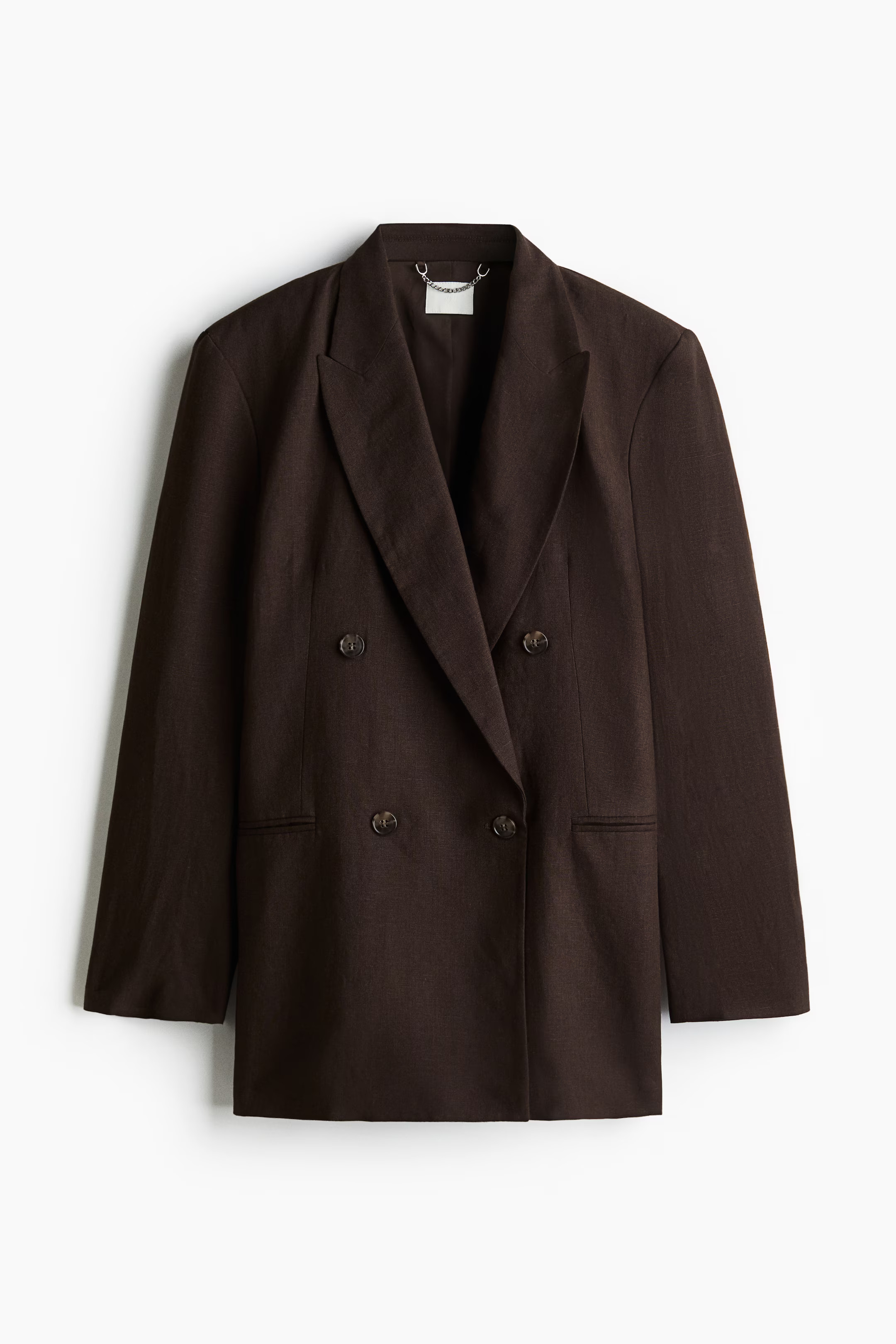 Linen-Blend Blazer - Dark brown - Ladies | H&M US | H&M (US + CA)