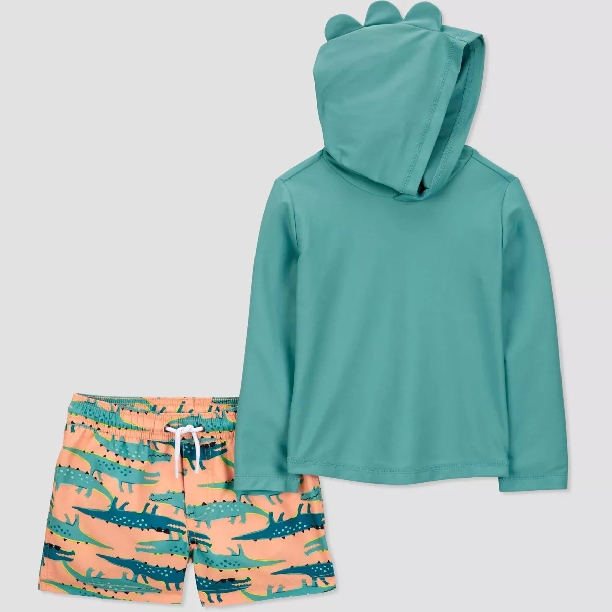 Carter's Just One You®️ Toddler Boys' Long Sleeve Hooded Solid Rash Guard Set - Green/Orange | Target