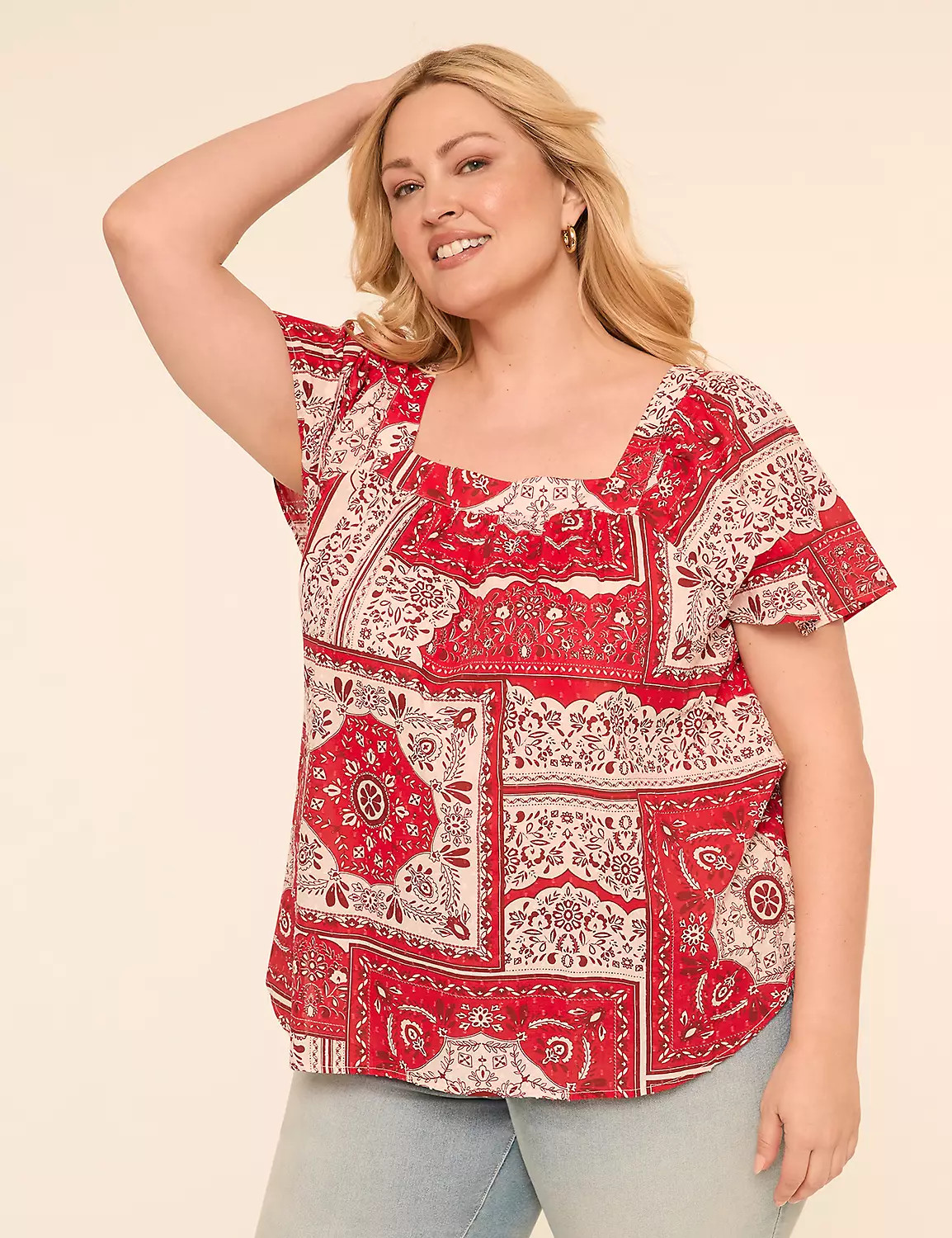 Swing Flutter-Sleeve Square-Neck Blouse | LaneBryant | Lane Bryant (US)