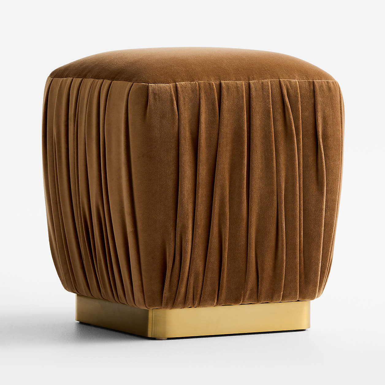 Velvet Goodbye Ottoman by Laura Harrier and Tiffany Howell | Crate & Barrel | Crate & Barrel