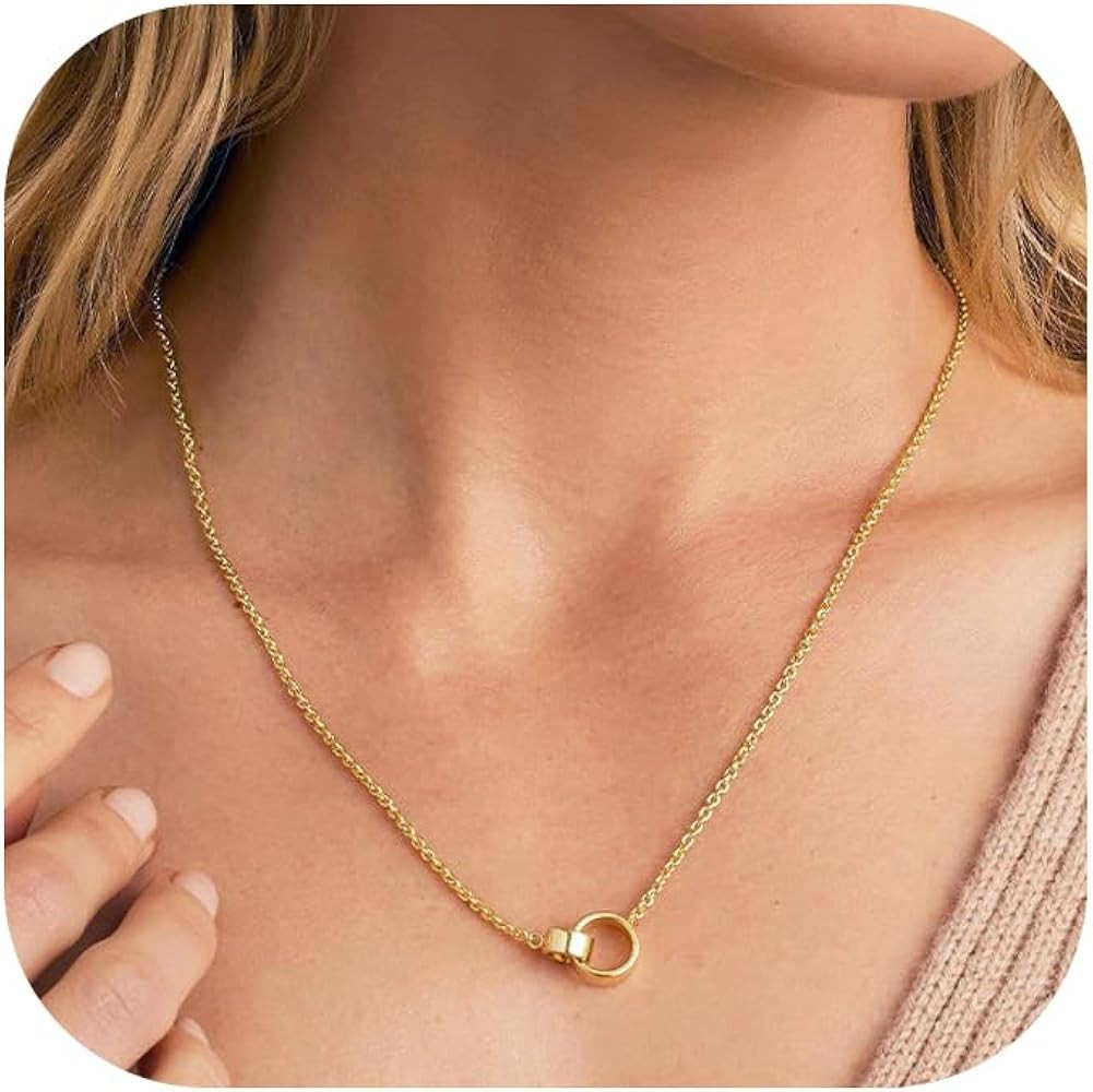 Gold Circle Pendant Necklace for Women, Interlocking Circle Necklace, Dainty Gold Necklace for Wo... | Amazon (US)