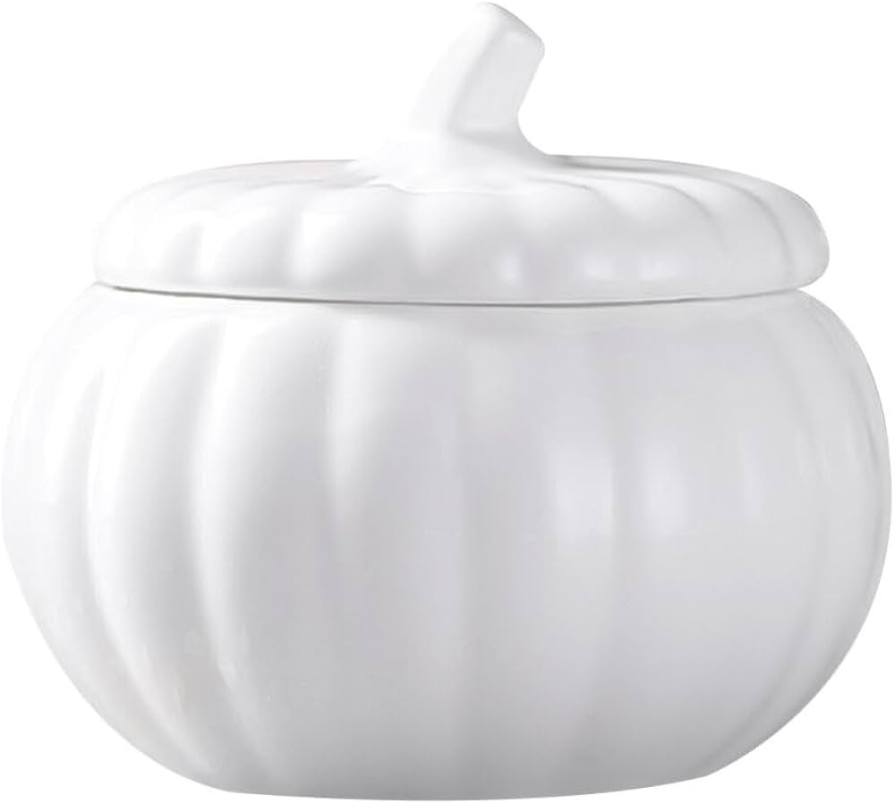 Luxshiny Pumpkin Soup Bowl with Lid, Ceramic Dessert Bowl Pumpkin Candy Dish Pumpkin Shaped Bowl ... | Amazon (US)