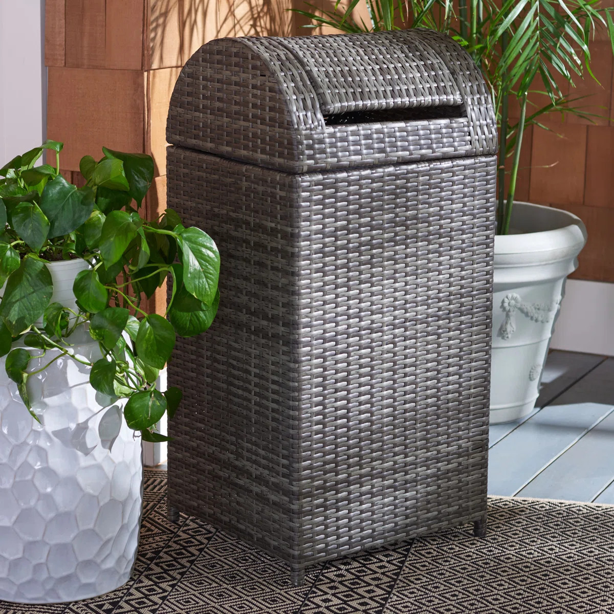 Toby Wicker Swing Top Outdoor Trash/Recycling Bins - 25 Gallons | Wayfair North America
