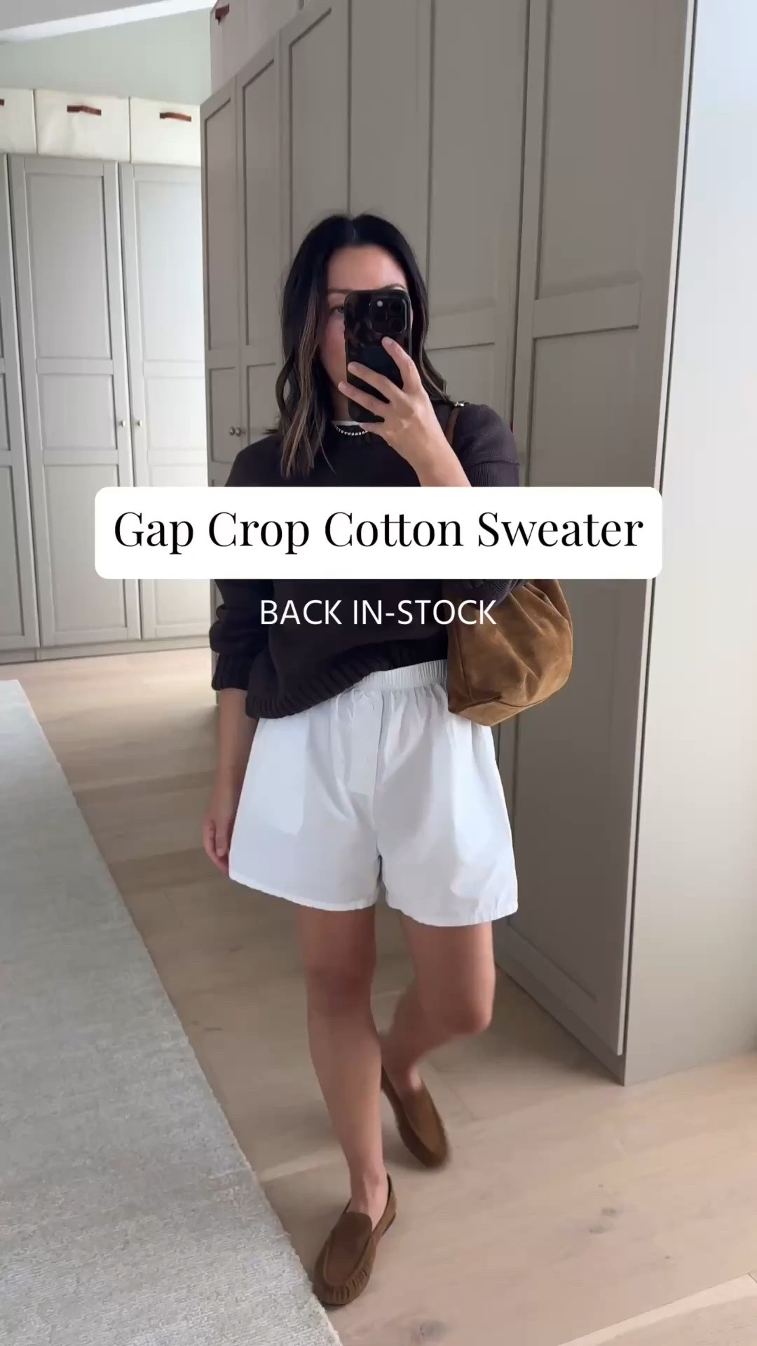Gap crop cotton sweater is back in-stock! This sold out super fast in the spring so snag it if you want for fall. 

Gap sweater petite small
Everlane tee medium
Donni boxer shorts medium
Sam Edelman loafers 5
Liffner shoulder  bag (old) - the Madewell one I linked is identical

#LTKmomlife #LTKPetite #LTKSaleAlert