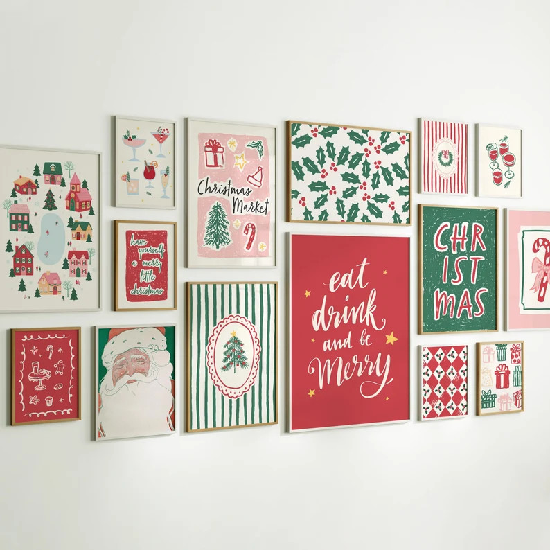 Whimsical Christmas Wall Art Mega Bundle, Digital Download, 30+ Printables, Cute Christmas Prints... | Etsy (US)