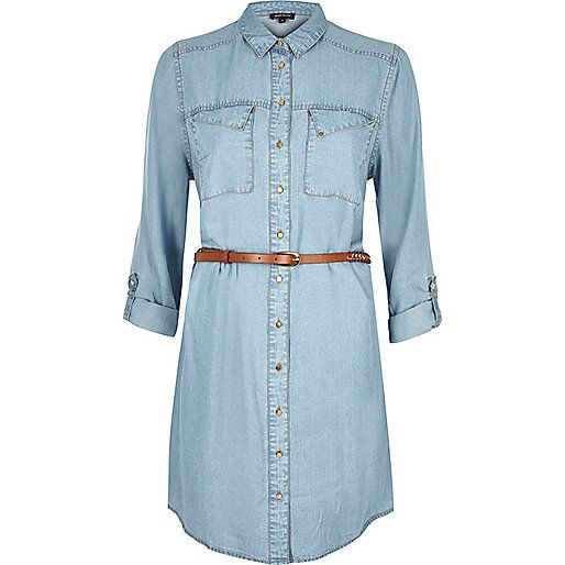 Light blue denim shirt dress | River Island (UK & IE)