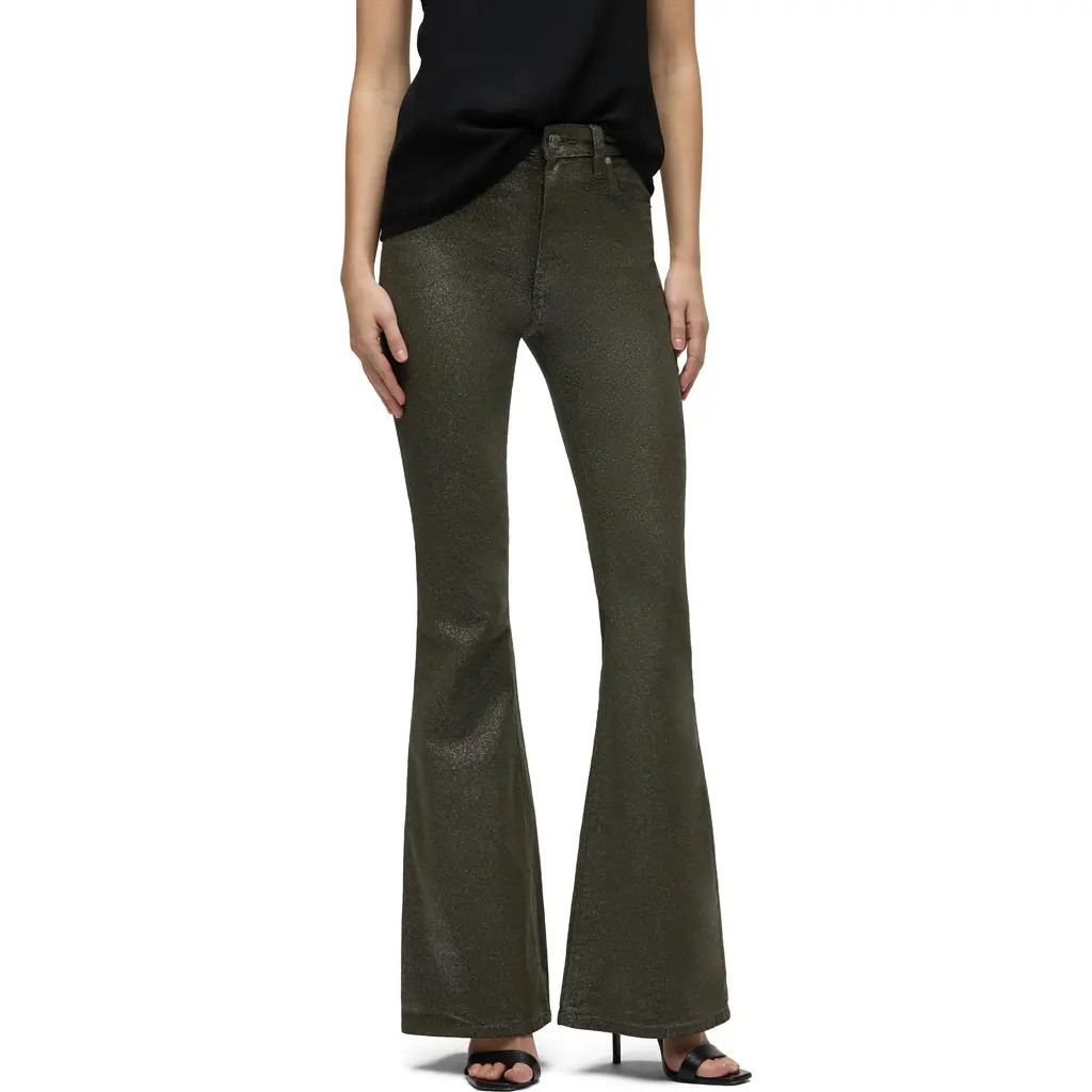 Hudson Jeans Holly Glitter High Waist Flare Jeans in Cypress Glitter at Nordstrom Rack, Size 26 | Nordstrom Rack