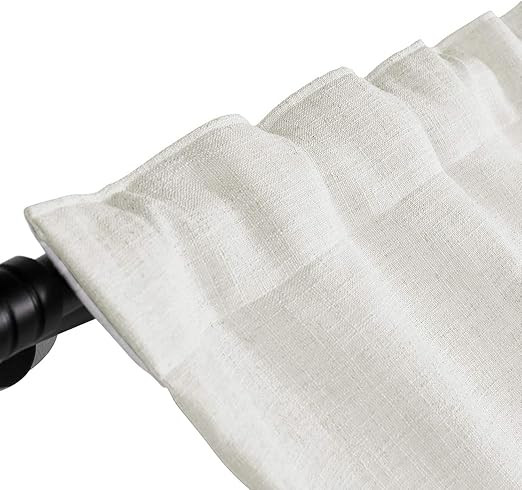 TWOPAGES Linen Curtain, 96 Inches Long Solid Room Darkening Hook Belt Single Curtain Panel, Ivory... | Amazon (US)