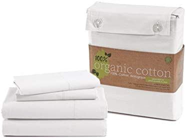 LANE LINEN 100% Organic Cotton Pure White Full Sheets Set, 4-Piece Pure Organic Cotton Long Stapl... | Amazon (US)