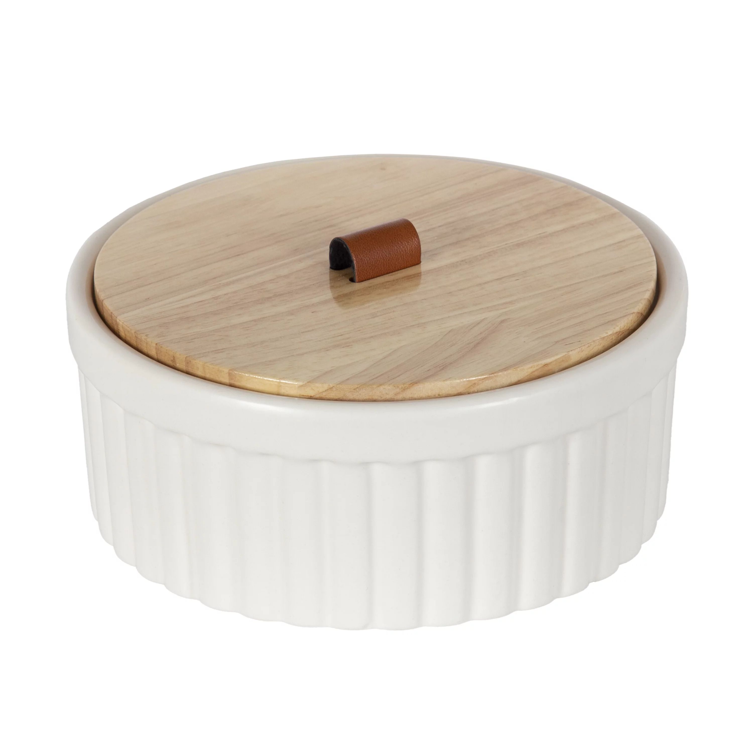 Better Homes & Gardens 2.5" x 6.18" Ribbed off-White/Cream Ceramic Decorative Container | Walmart (US)