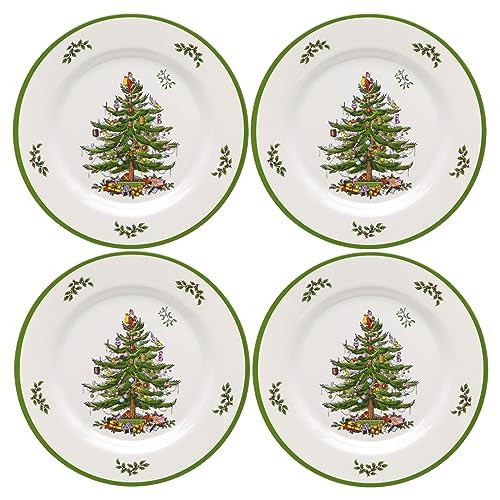 Spode Christmas Tree Melamine Dinner Plate (Set of 4) - 11 Inch Shatterproof Serving Plate for Holiday Meals, Holiday Party - Festive Tableware for Indoor & Outdoor Use, Dishwasher Safe Dinnerware | Amazon (US)