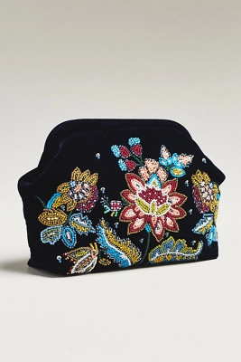 By Anthropologie Beaded Floral Velvet Clutch | Anthropologie (US)