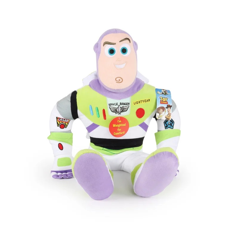 Toy Story Buzz Lightyear Kids Decorative Weighted Pillow Buddy, Polyester Velboa, Green & Purple,... | Walmart (US)