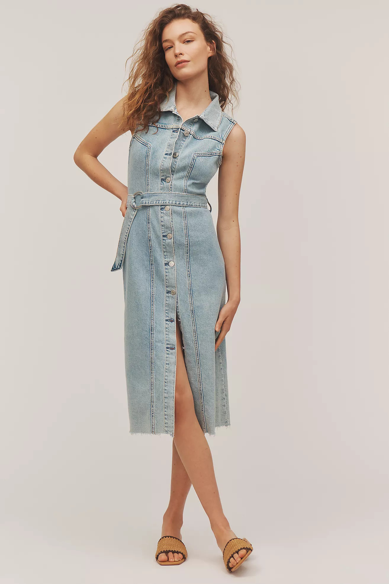 Rails Costa Sleeveless Belted Denim Midi Shirt Dress | Anthropologie (US)