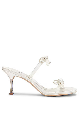 Bow-Bow Sandal in White Satin Silver | Revolve Clothing (Global)