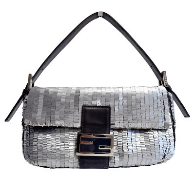 FENDI Baguette Silver Sequin Shoulder Bag | eBay US