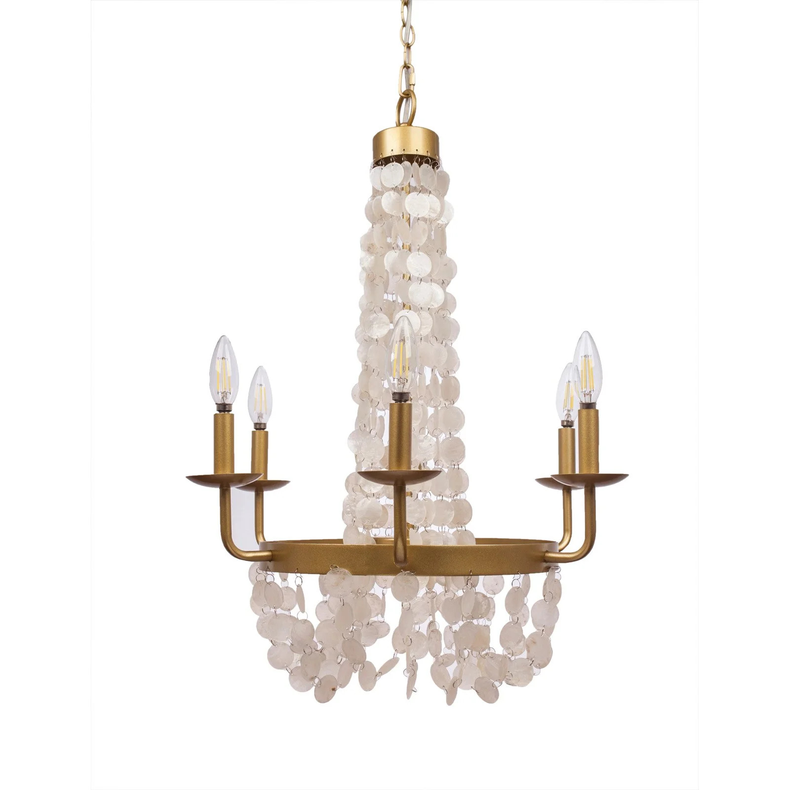 River of Goods Shellys Capiz Candelabra 6-Arm Chandelier | Walmart (US)