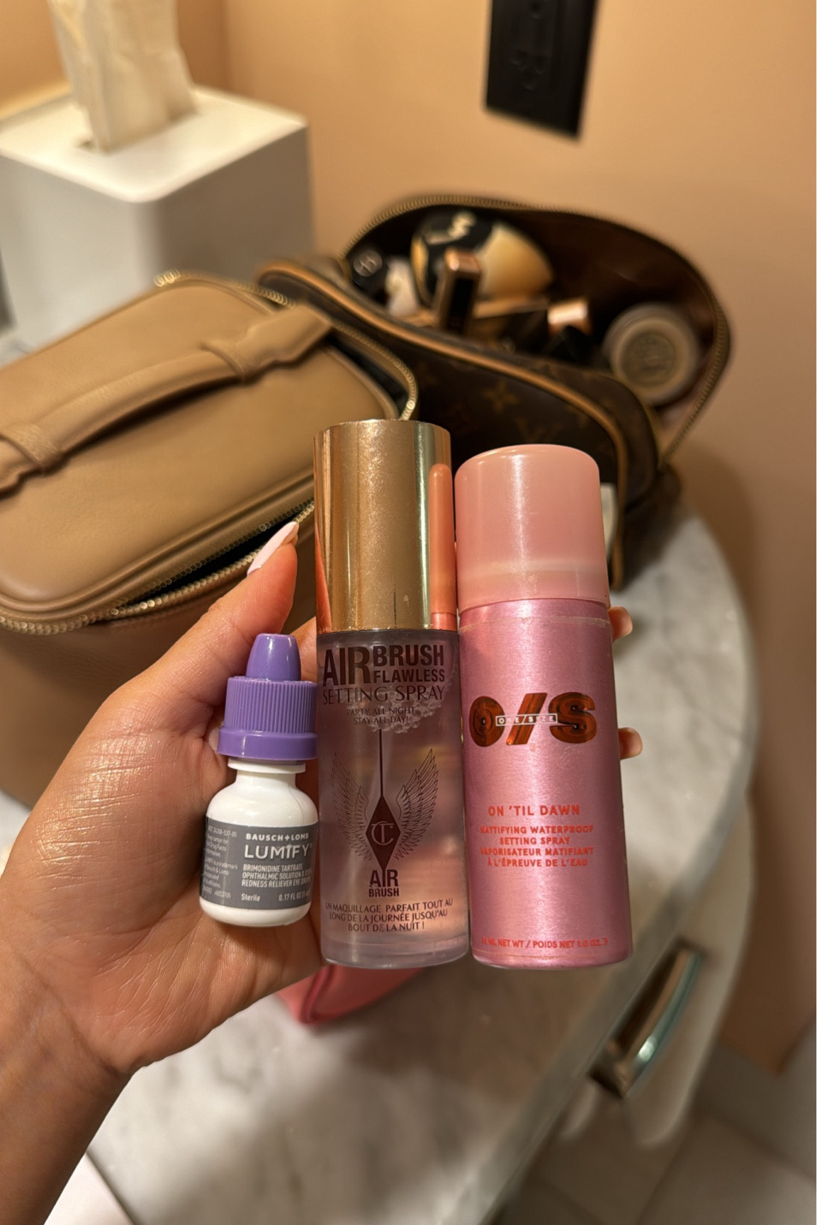 Makeup setting tip - I do this when I need my makeup to last alllll day long 

I spray the charge tilbury after each layer of makeup (foundation, concealer/cream products, powder) and then spray the one size setting spray at the end 

#LTKBeauty