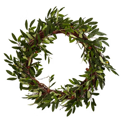 20" Artificial Olive Wreath - Nearly Natural | Target