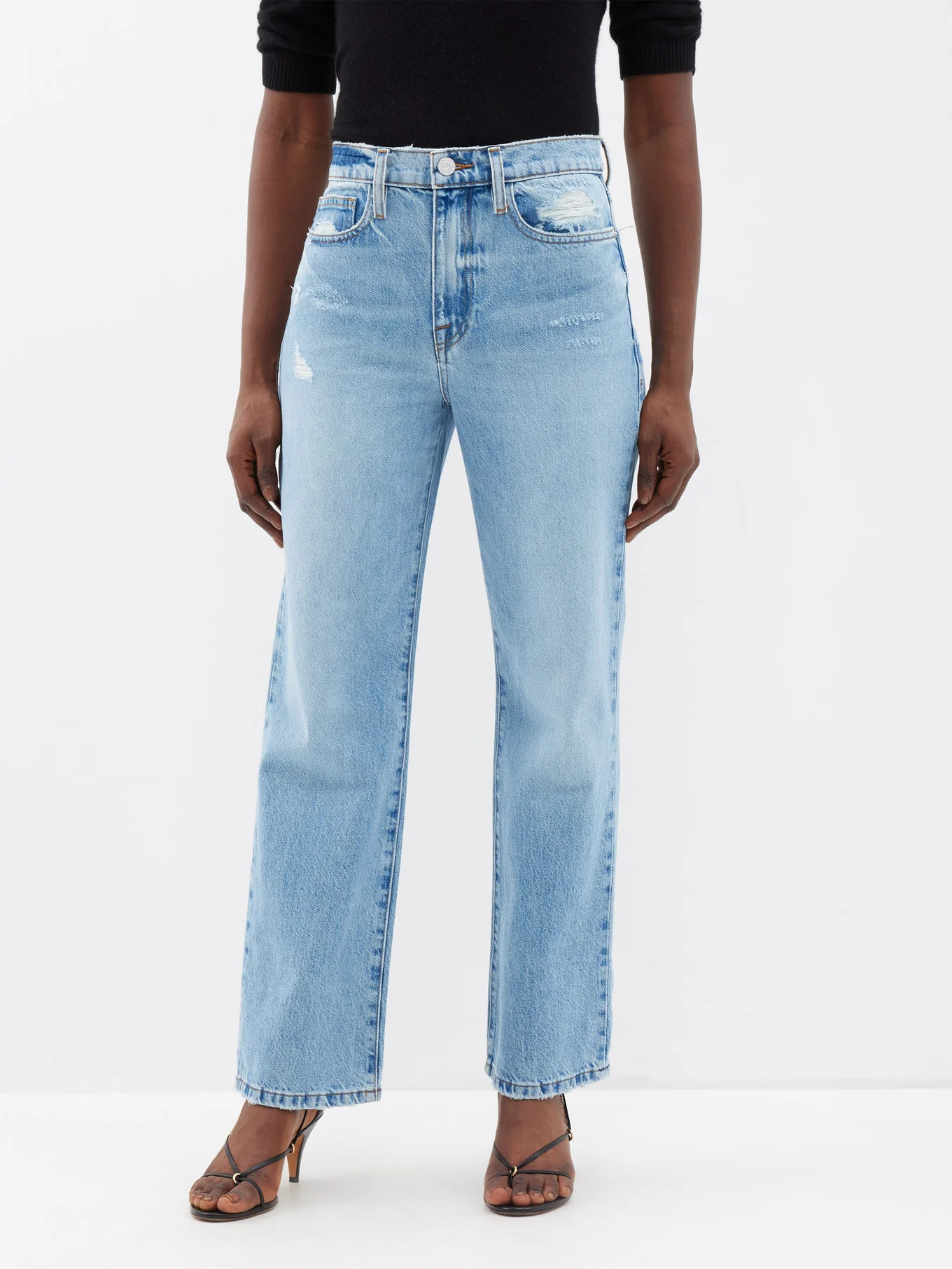 Le Jane distressed straight-leg jeans | FRAME | Matches (EU)