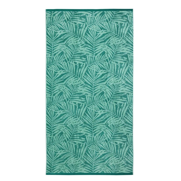 Mainstays Beach Collection Palm Green Cotton-Blend Beach Towel | Walmart (US)