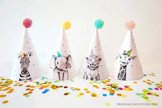 Printable Party Hats Party Animals Birthday Party Birthday | Etsy | Etsy (US)