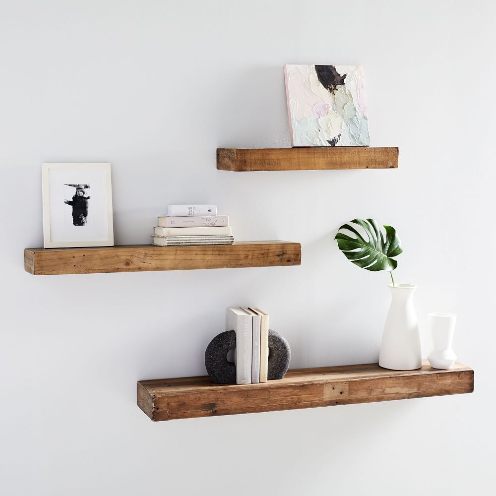 Reclaimed Solid Pine Floating Shelf | West Elm (US)