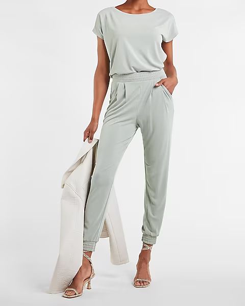 Super High Waisted Silky Sueded Jersey Joggers | Express