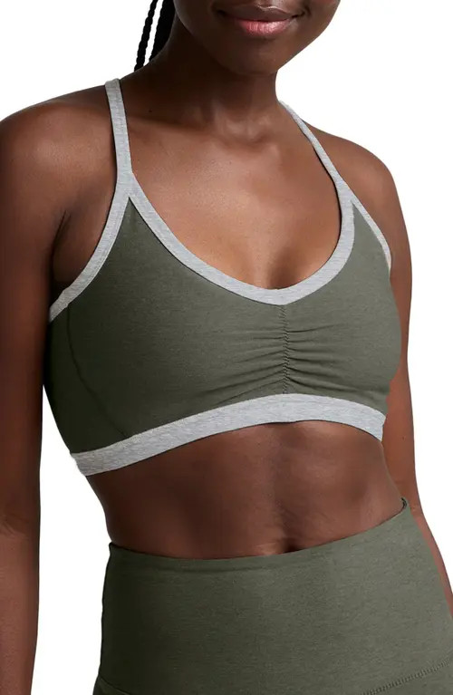 Beyond Yoga Outline Space Dye Sports Bra in Dusty Forest Heather at Nordstrom, Size Large | Nordstrom