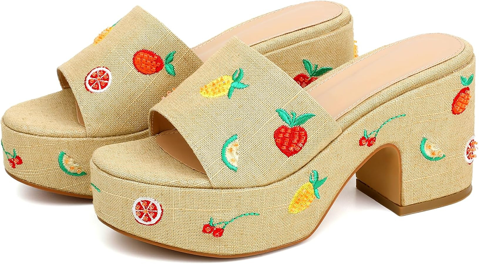 Womens Espadrille Platform Sandals Chunky Block Heel Mule Sandals Slip On Open Toe Boho Summer Dr... | Amazon (US)