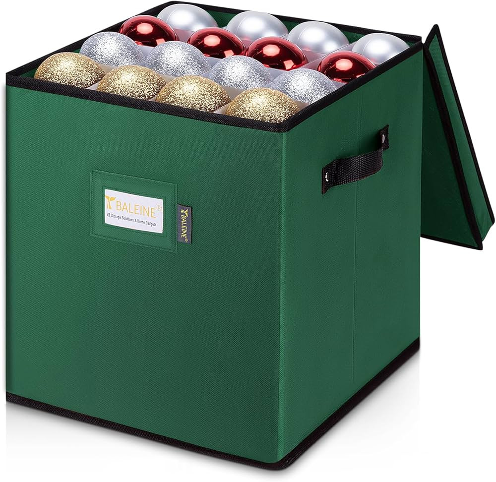 BALEINE Christmas Ornament Storage Box with Dividers, Premium Holiday Ornaments Storage Container... | Amazon (US)