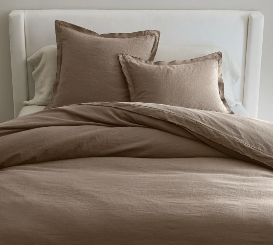 Belgian Flax Linen Double Flange Duvet Cover | Pottery Barn (US)