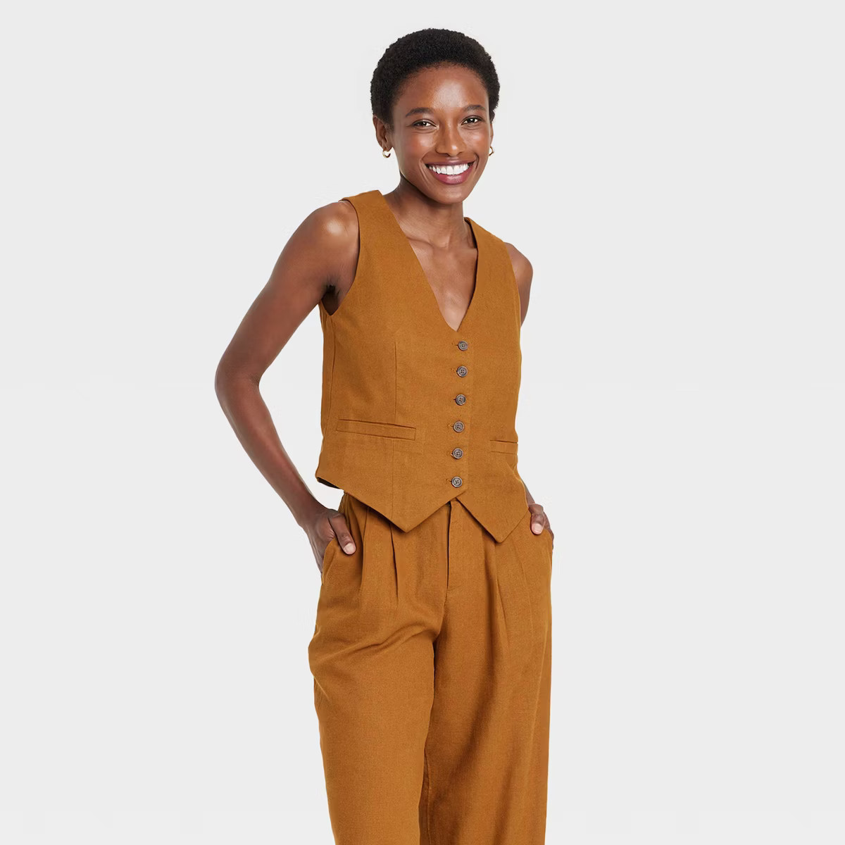 Women's Linen Tailored Suit Vest - A New Day™ | Target