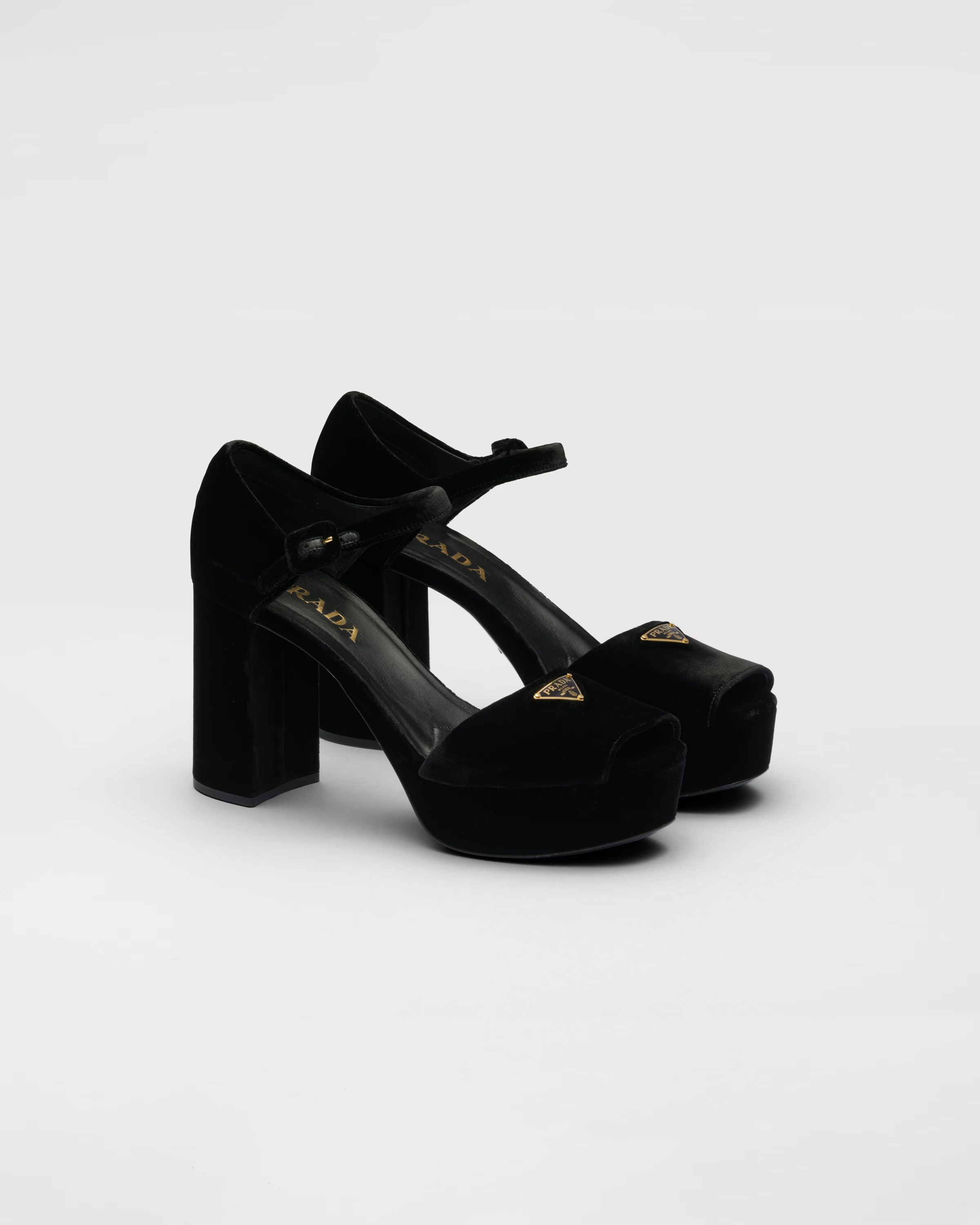Velvet platform sandals | Prada Spa US