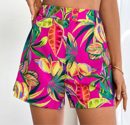 High waisted shorts, tropical shorts, colorful shorts, vacation outfit, tropical print 

#LTKunder100 #LTKSeasonal #LTKunder50
